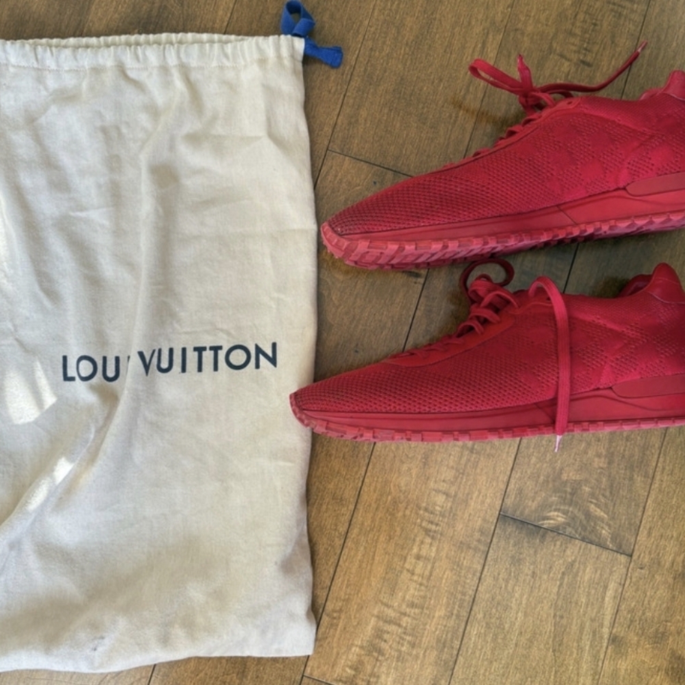 Authentic LOUIS VUITTON Red Sneakers Monochromatic Design